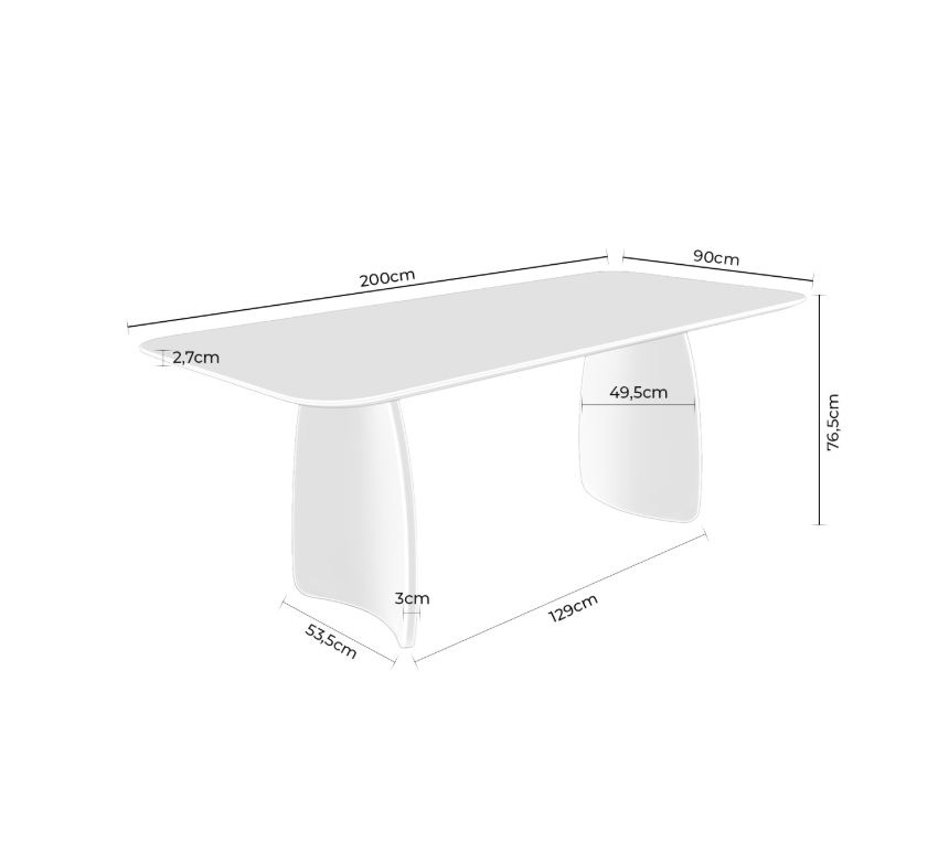 Mesa Fixa Kimberly Nogueira/Carvalho 200cm