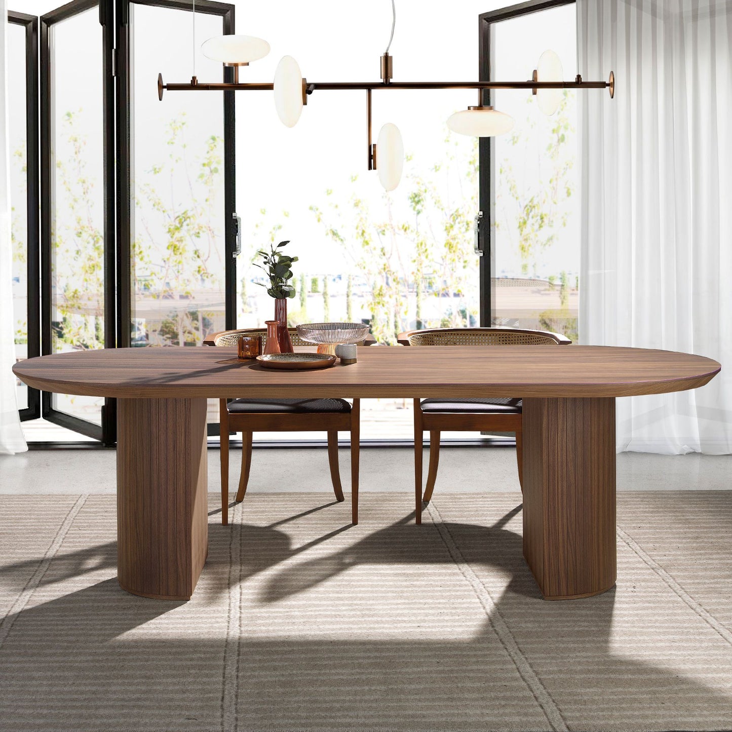 Mesa de Jantar Oval Nogueira