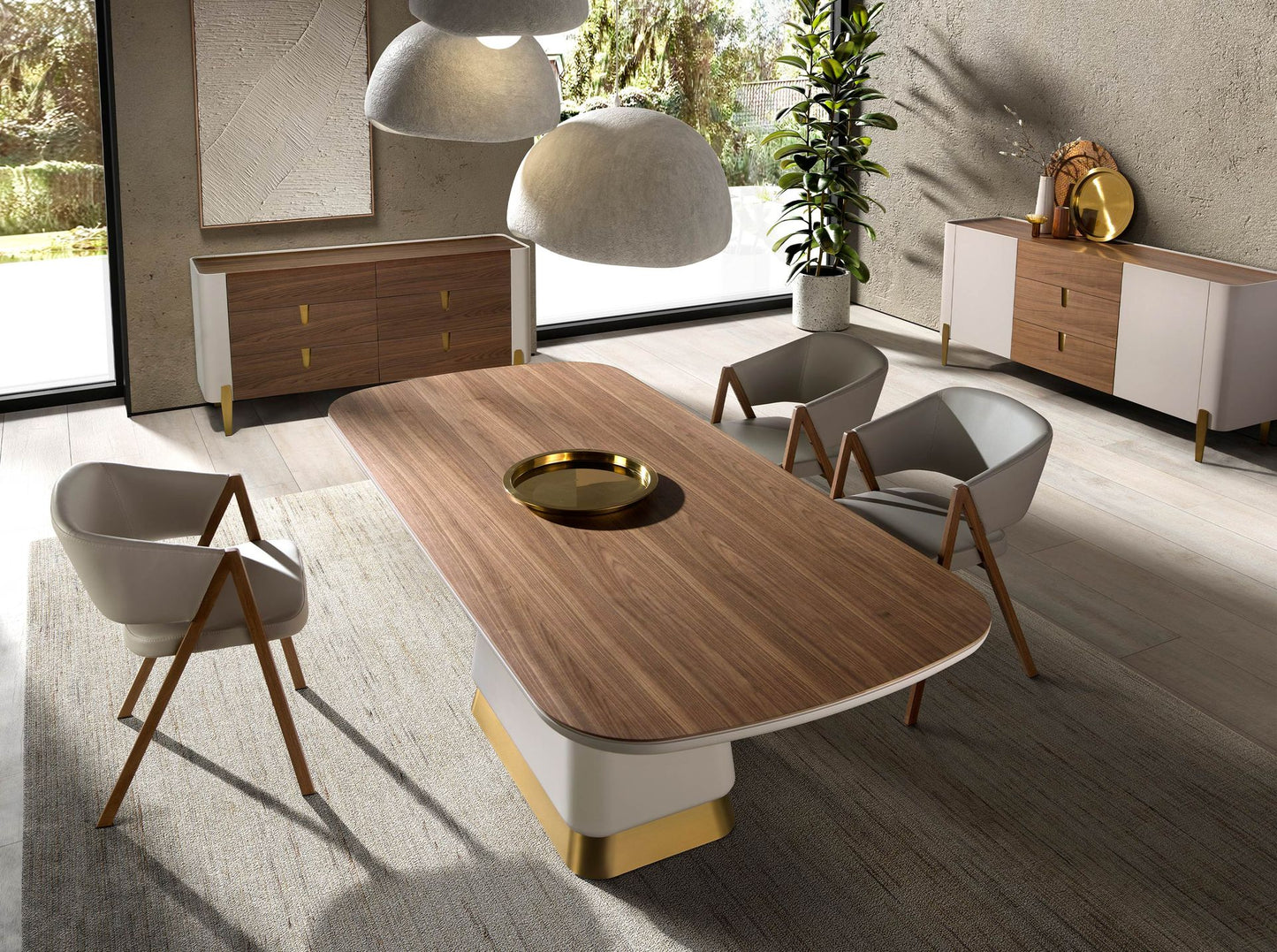 Mesa de Jantar Nogueira e Bege
