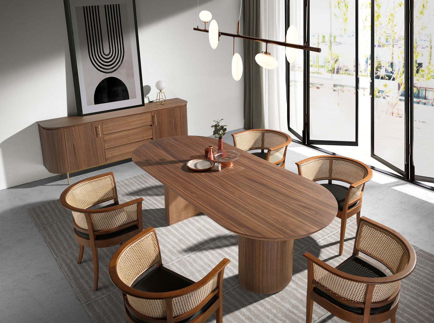 Mesa de Jantar Oval Nogueira